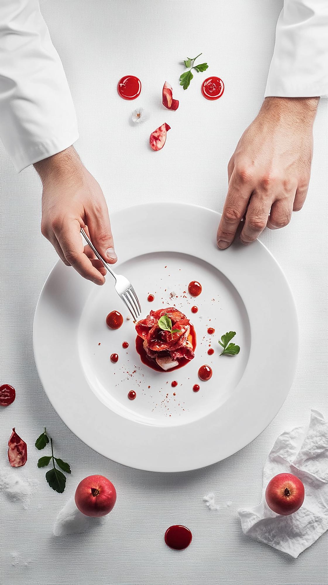 Stół z przygotowanymi degustacyjnymi daniami